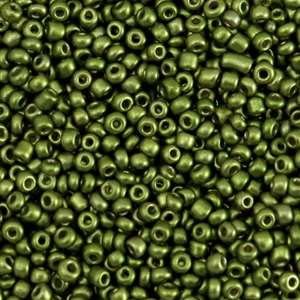 Rocailles 2mm metallic olive green, 10 gram